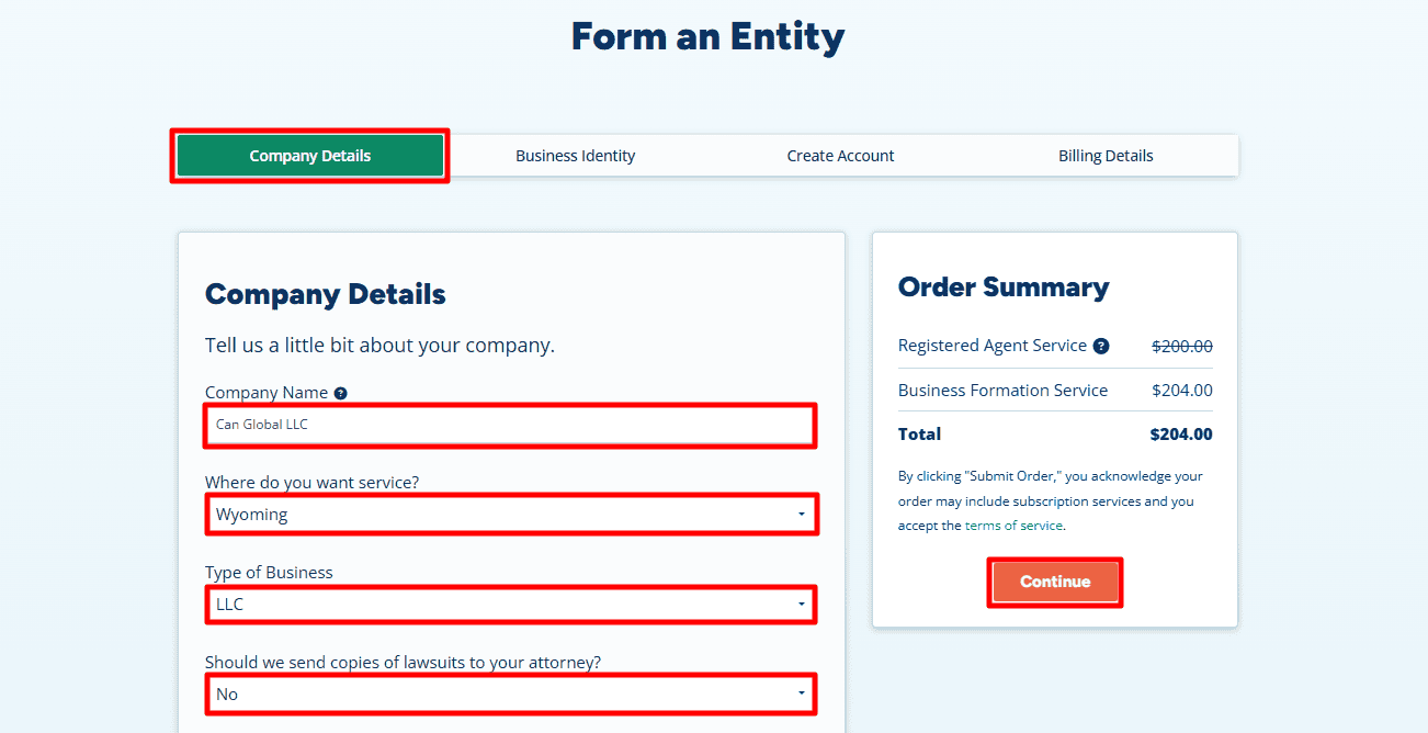 Wyoming LLC Company Details Form Example